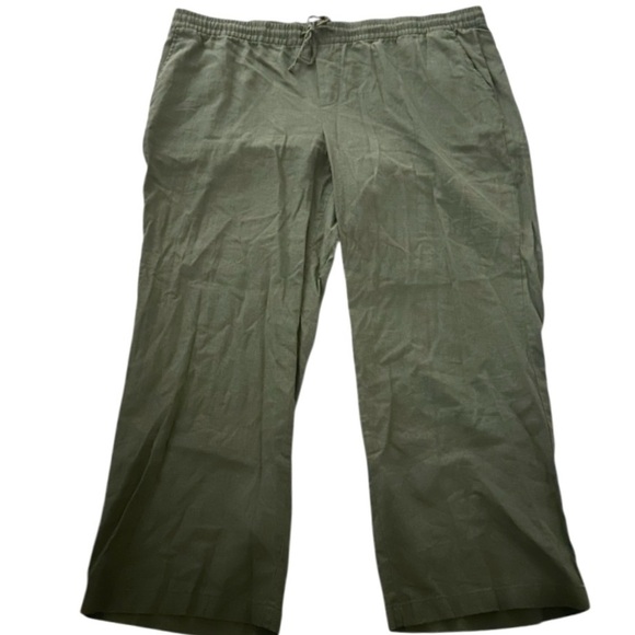 Old Navy Moss Green Mid-Rise Soft Wide-Leg Linen-Blend Pants Size XXL NEW - Picture 4 of 14